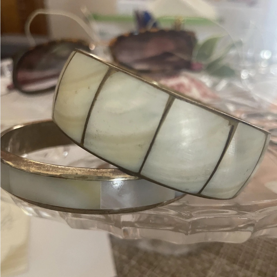 Mother Of Pearl Set Of 2 Brass Beach, Vacay, Festival, Trending Look